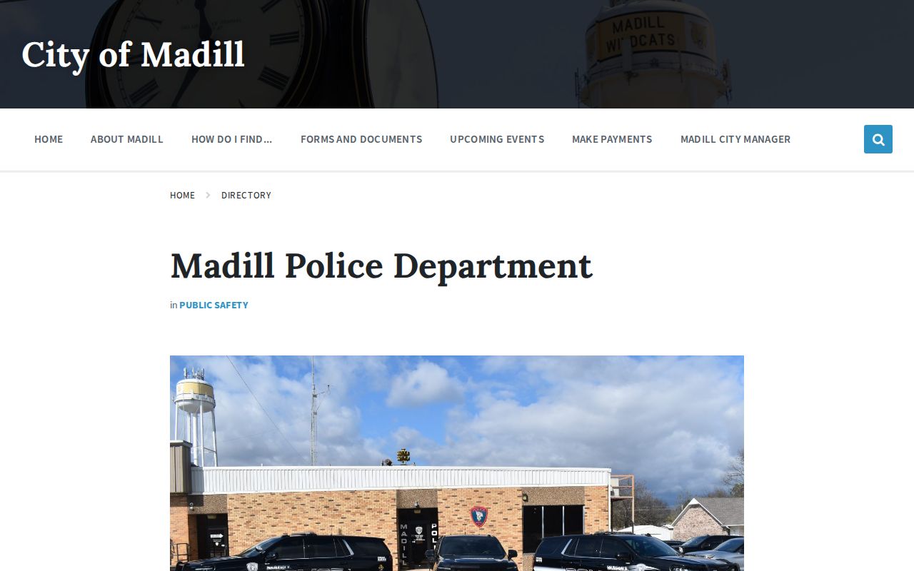 Madill Police Department official contact page for Madill arrest records
