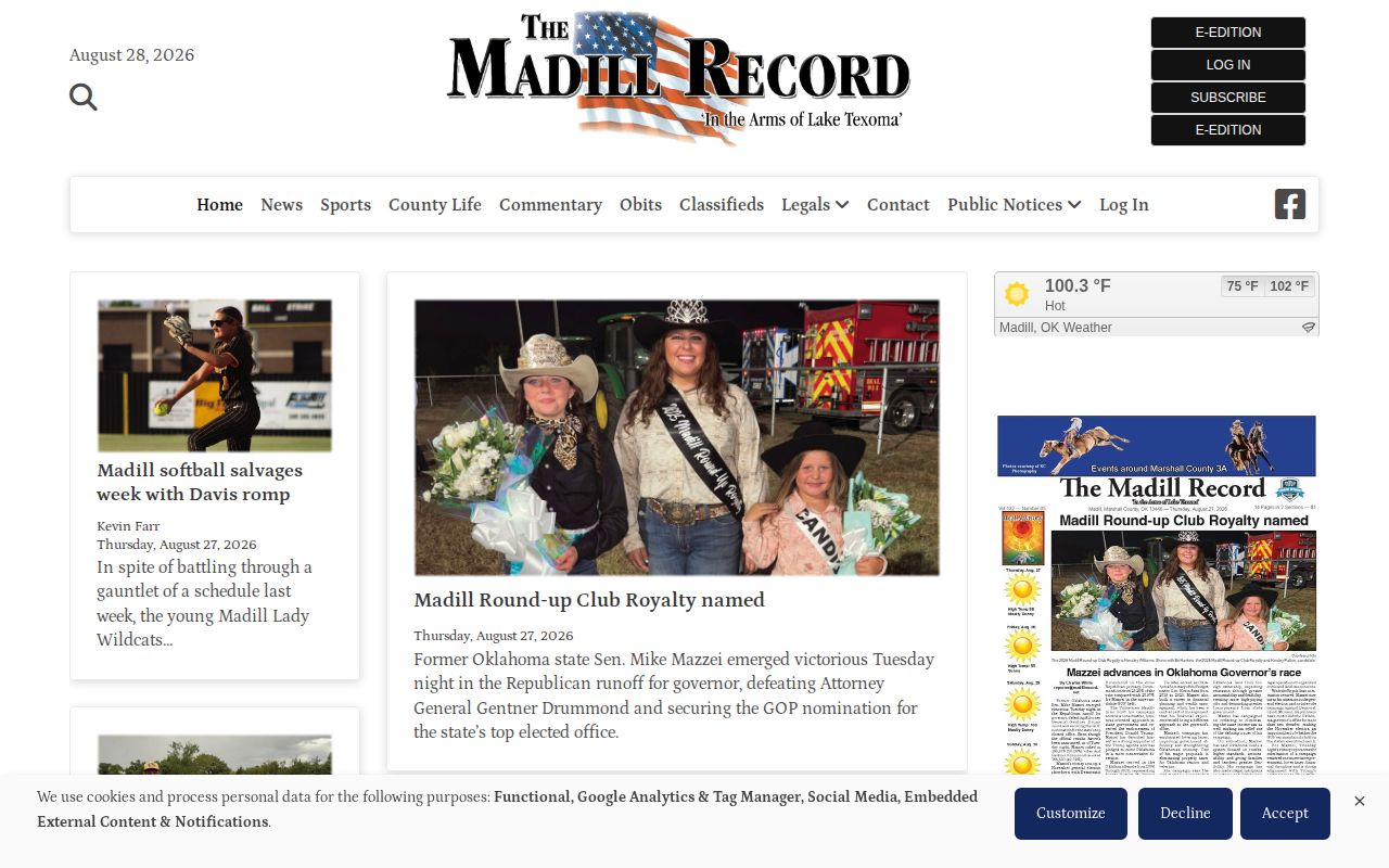 Marshall County crime-news source view for The Madill Record
