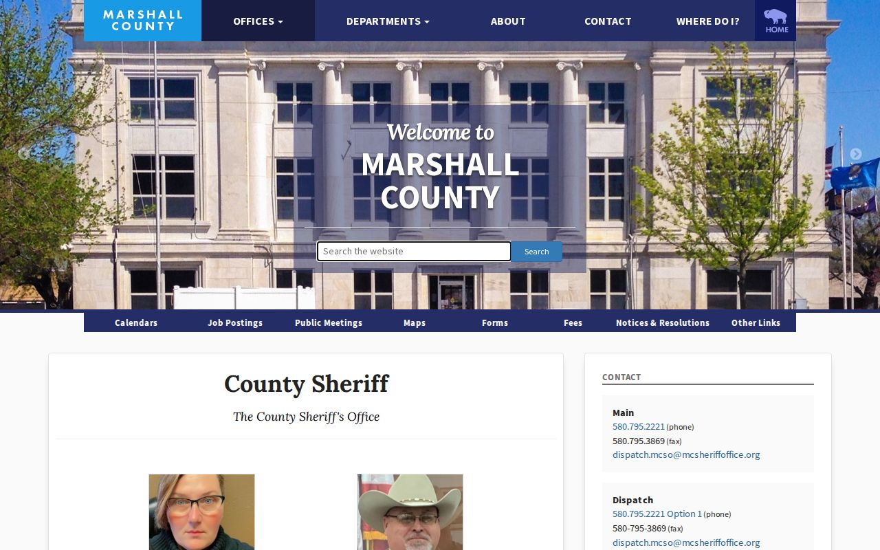 Marshall County booking records and Sheriff custody information page